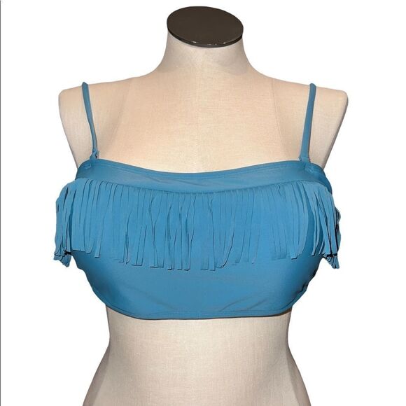 Hula Honey Juniors' Fringe Bandeau Swim Top Size D/DD NWT - Picture 2 of 8